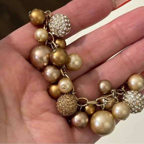 Carolee vintage champagne faux pearl gold tone rhinestone toggle style - Picture 2 of 5